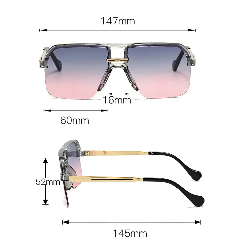 Women's Oversized Square Pilot Sunglasses | UV400 · Gradient Lens · Gold Temple | 6 Colours | Braviixx