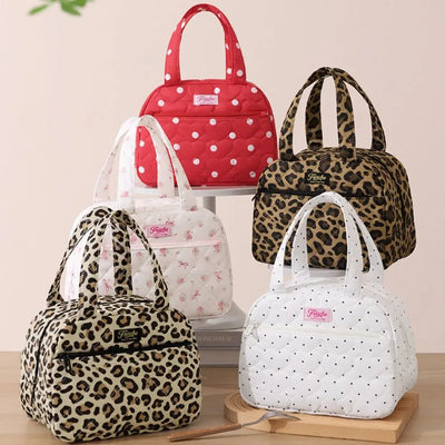 Quilted Lunch Tote Bag | Zip Pocket & Printed Designs | Braviixx