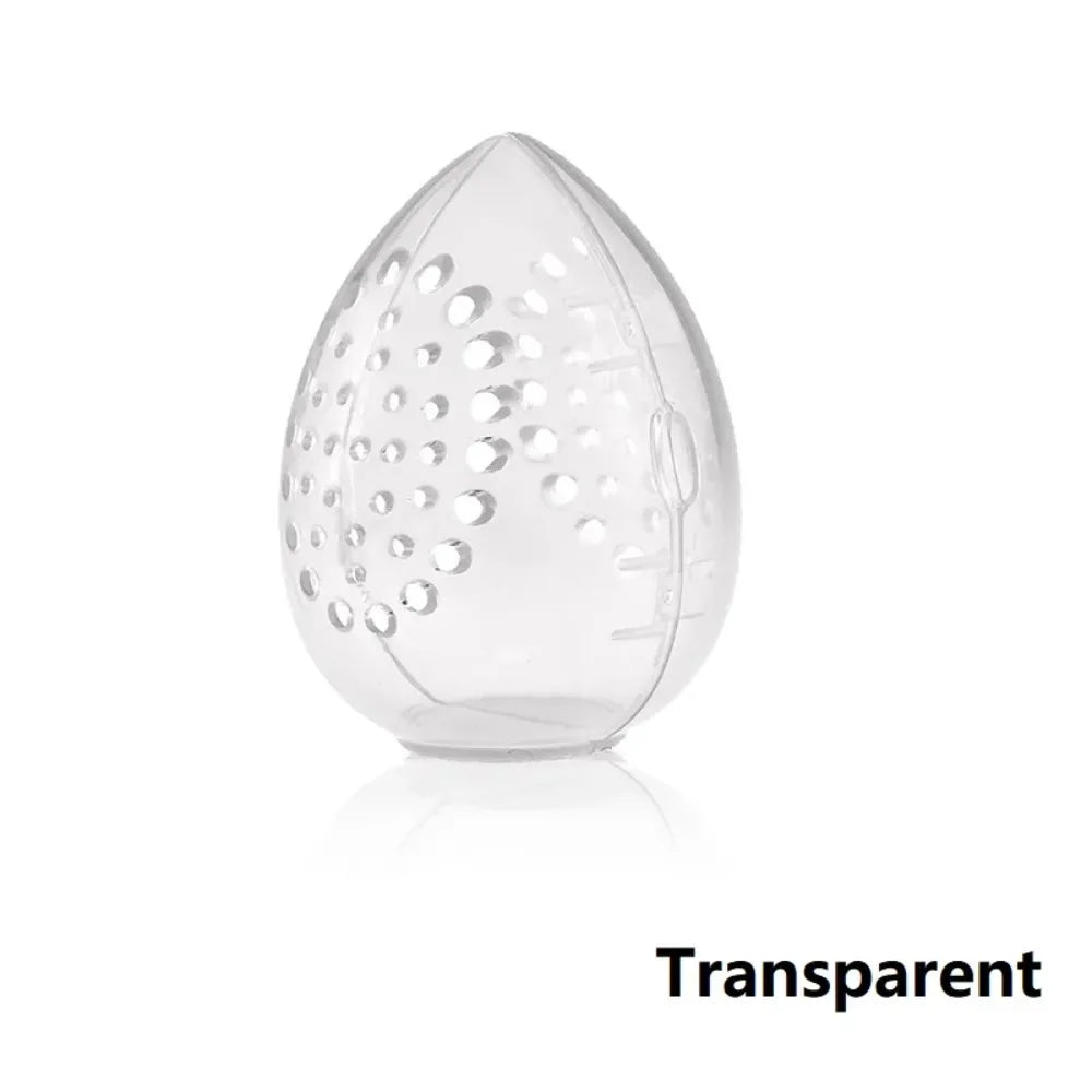 Egg-Shaped Makeup Sponge Storage Box | Vented Drying Case · Beauty Blender Holder | Transparent · Pink | Braviixx