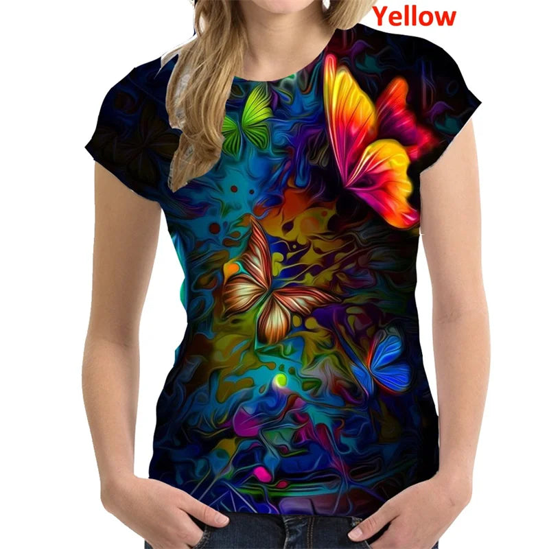 Butterfly Floral Print Oversized T-Shirt | 3D Colorful Harajuku Tee | Braviixx