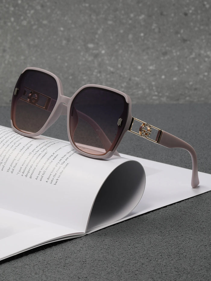 Women's Oversized Square Luxury Sunglasses | UV Protection · Gradient Lens · Gold Floral Hinge | 4 Colours | Braviixx