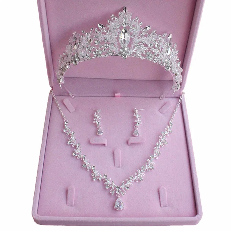 Bridal Crystal Jewellery Set | Tiara, Necklace & Drop Earrings | Braviixx