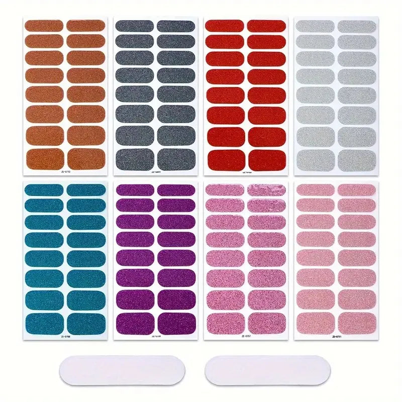 Pink Glitter Full-Wrap Nail Strips, 8 Sheets | Braviixx
