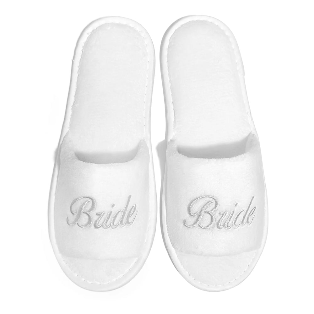 Bride & Bridesmaid, Wedding Party Guests Home Slip On Shoes Bridal Party Slippers Open-toe With Golden, Mint Green and Pink