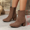 Faux Suede Ankle Boots | Side Zip & Block Heel | Braviixx