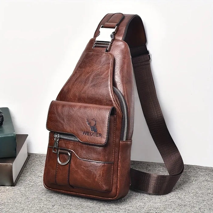 Vintage-Style Sling Bag | Faux Leather & Adjustable Strap | Braviixx
