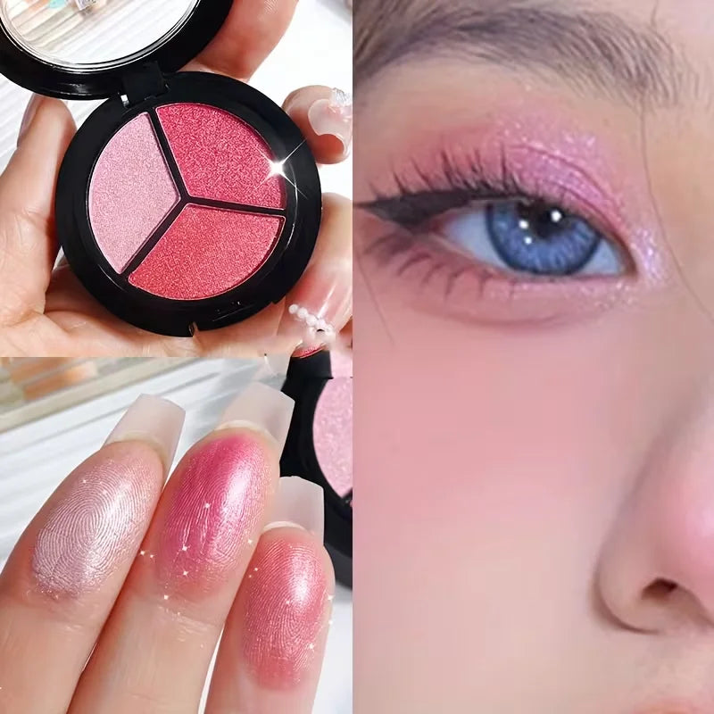3 Colors Pearlescent Eyeshadow Palette Creamy Mousse Texture Earth Tones Nude Eye Shadow Waterproof Long Lasting for Daily Use