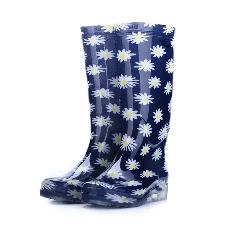 Women's Knee-High Rain Boots – Waterproof Rubber Slip-On Garden Boots | 9 Prints | EU 36–41