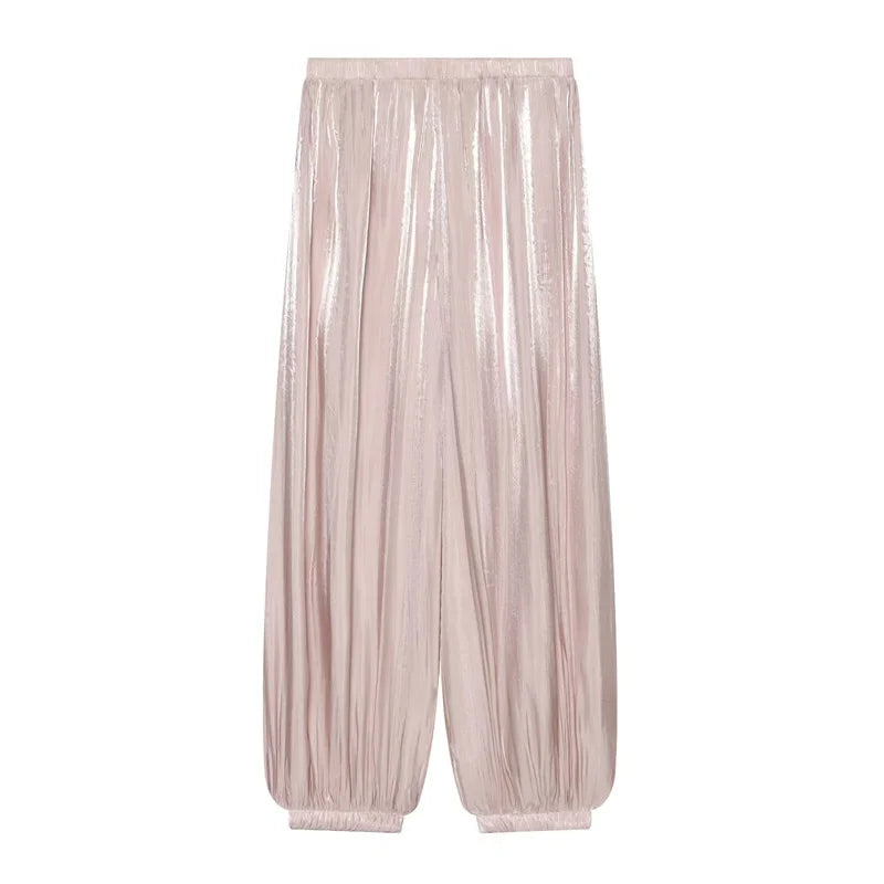 Women's Long Pants 2026 New Fashion Summer Comfort Lantern Pants for Women Solid color Gloss Chic Vacation Women Pant