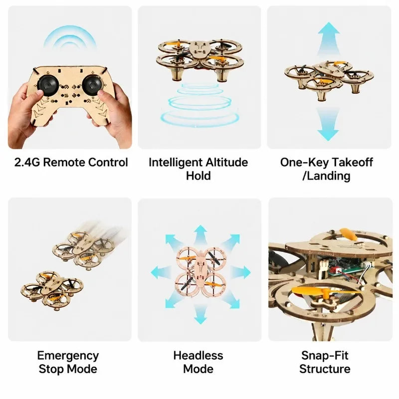 Wooden DIY Remote Control Drone Kit | Braviixx