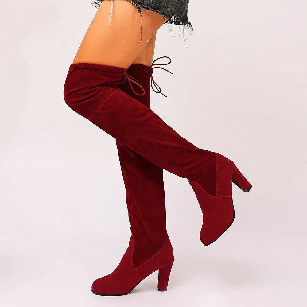 Over-the-Knee Boots | Tie Top & Block Heel | Braviixx