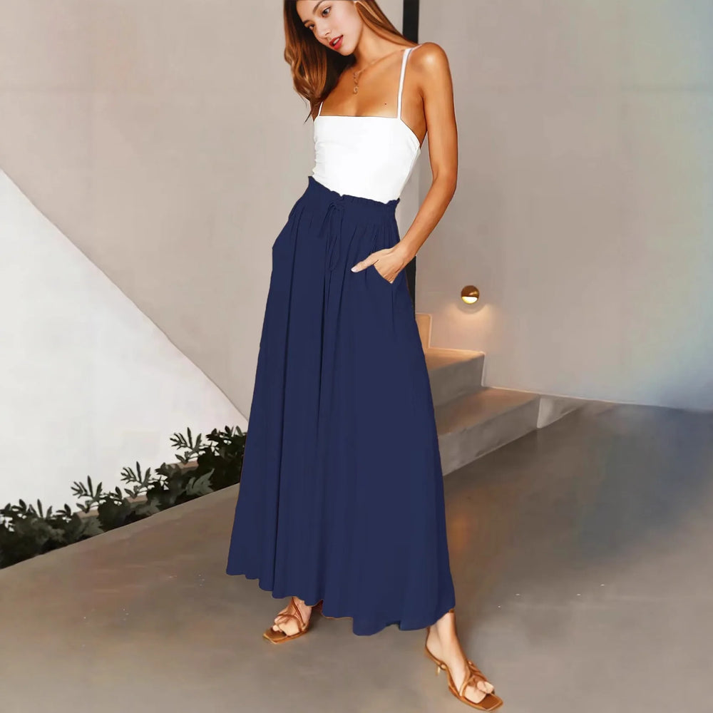 Summer 2026 New Women's Wide Leg Trousers Elastic Waist High Waist Trousers Skirt