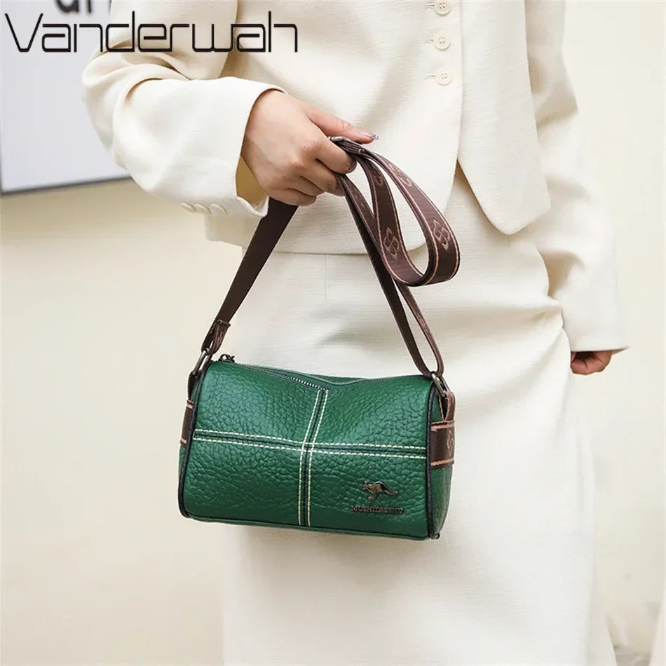 Compact Crossbody Bag | Contrast Stitching & Wide Strap | Braviixx