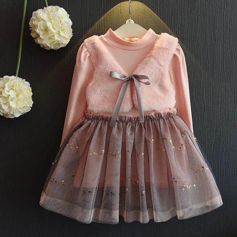 Girls' Plaid A-Line Dress | Long-Sleeve Mini Dress | 3T–7T | Braviixx