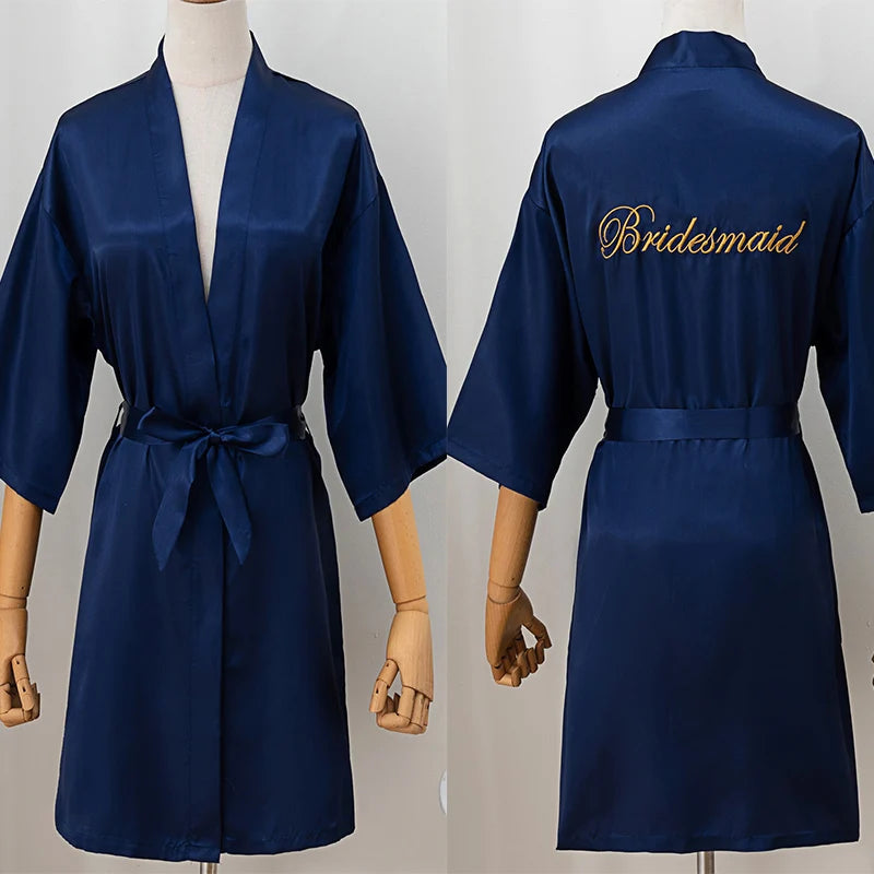 Wedding Bride Bridesmaid Robe Dressing Gown Sexy Women Bathrobe Nightgown Short Sleepwear Casual Flower Kimono Geisha M L XL