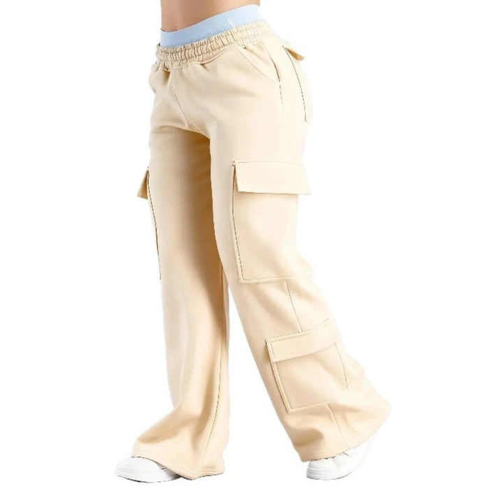 2026 Women‘s Wide Leg Cargo Pants  Elastic Waistband with Large Pockets Casual Fitness Sportswear Y2k Long Pants