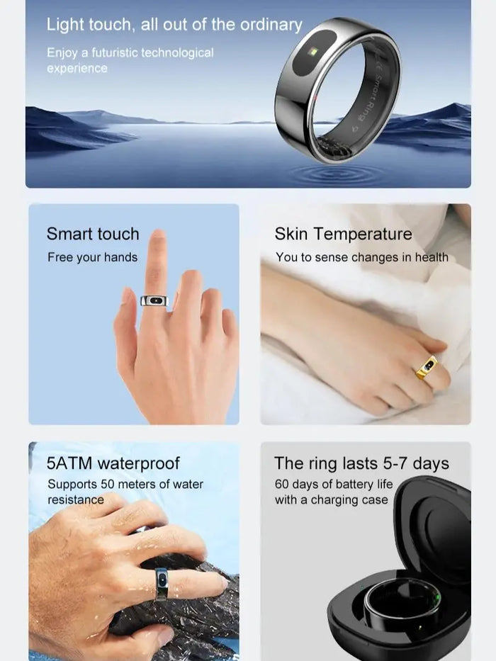 R08 Touch-Control Smart Ring with Wellness Tracking | Braviixx