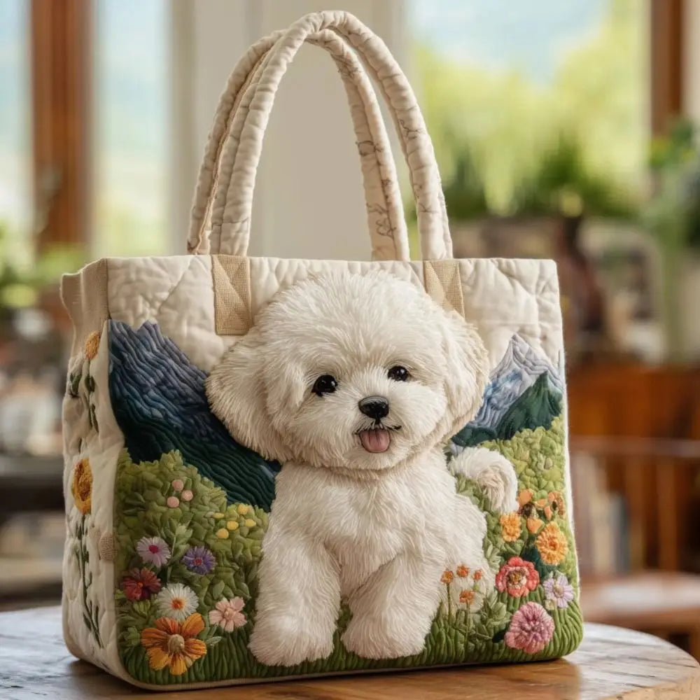 Vintage Printed Canvas Tote Bag | Large Capacity Quilted Handbag for Women