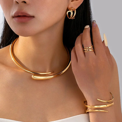Geometric Necklace, Earrings, Ring & Bracelet Set | Braviixx