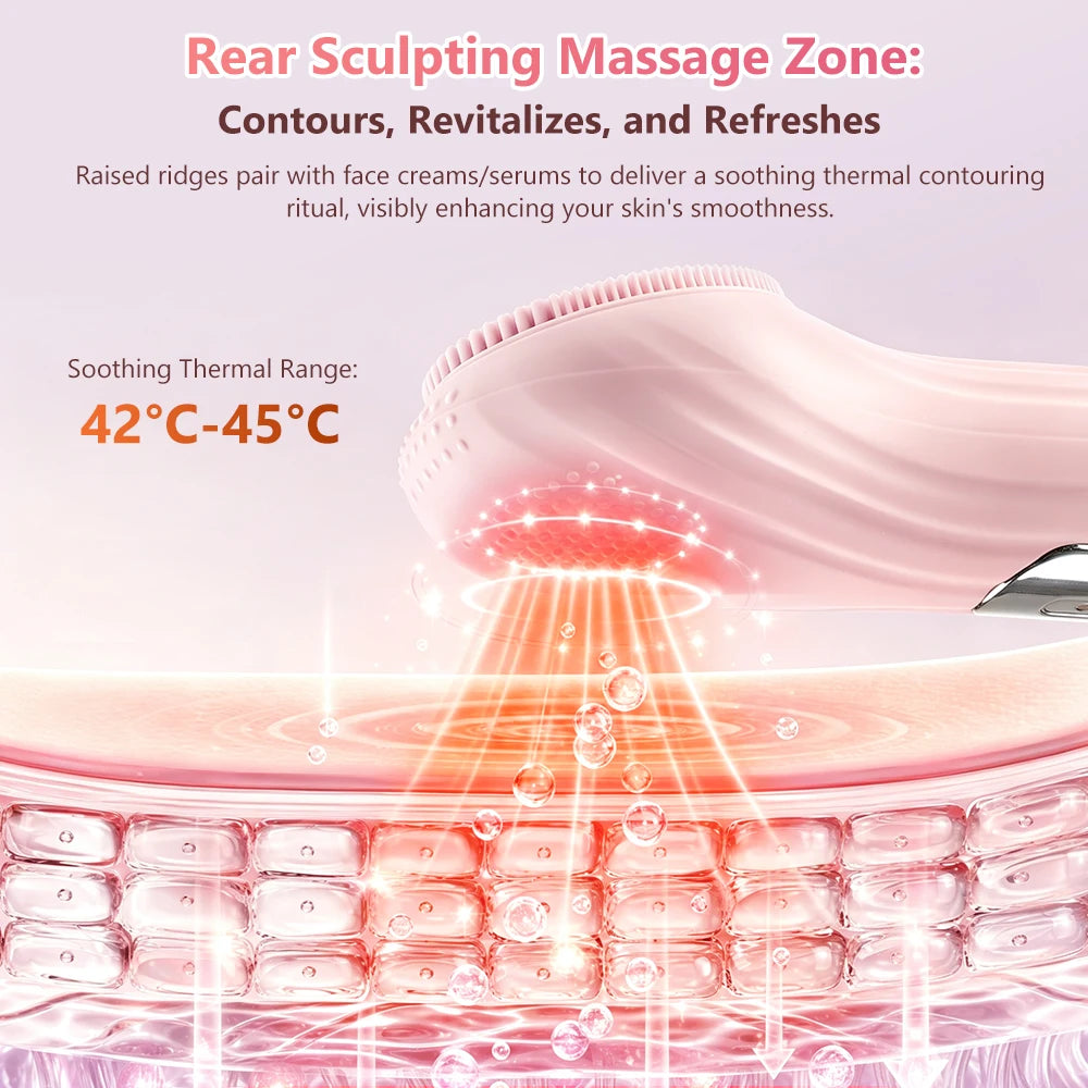 Sonic Waterproof Facial Cleansing Brush Rechargeable 2 in 1 Silicone Face Scrubber Exfoliating Vibrating Deep Clean Face Cleaner
