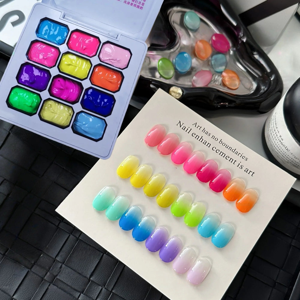 12-Color Solid Nail Polish Palette | Braviixx