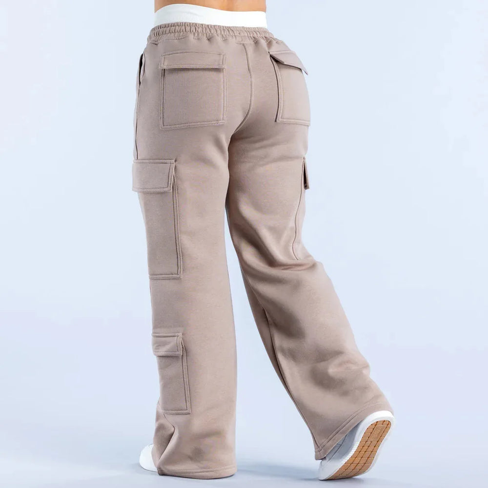2026 Women‘s Wide Leg Cargo Pants Elastic Waistband with Large Pockets Casual Fitness Sportswear Y2k Long Pants