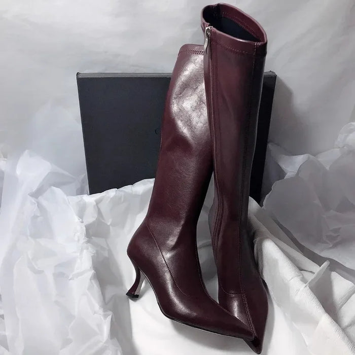 Women's Pointed-Toe Knee-High Boots | Sculpted Heel | Braviixx