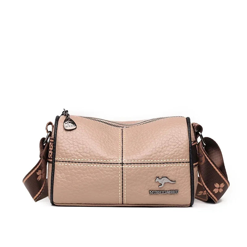 Compact Crossbody Bag | Contrast Stitching & Wide Strap | Braviixx