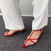 Women Sandal Summer New Fashion Narrow Band Ladies Gladiator Shoes Thin Low Heel Ankle Strap Dress Party Shoes