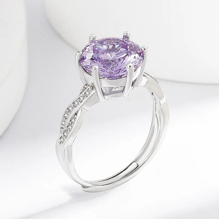 Women's Violet Stone Ring | Twisted Band & Sparkling Accents | Braviixx