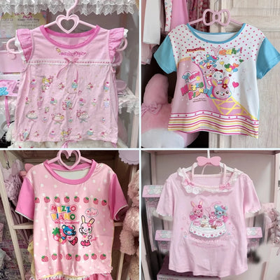 Kawaii Cartoon Print Ruffle-Trim Top | Braviixx