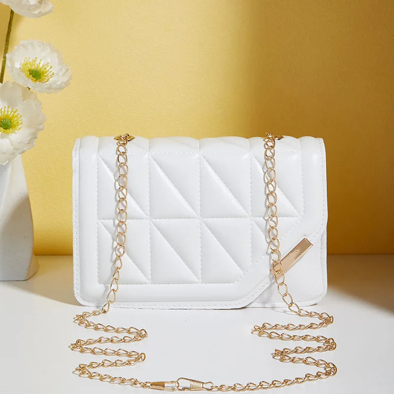 Quilted Mini Shoulder Bag | Gold-Tone Chain Strap | Braviixx