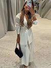 Women's Elegant Coat Pant Sets Full Sleeve V Lace Top Wide Leg Pants Female Suits 2026 Spring Summer Solid Satin Lady Set