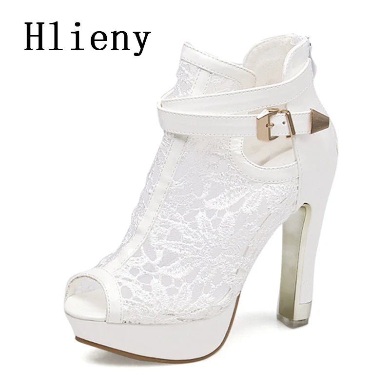 Women's Lace-Mesh Platform Ankle Boots | Braviixx