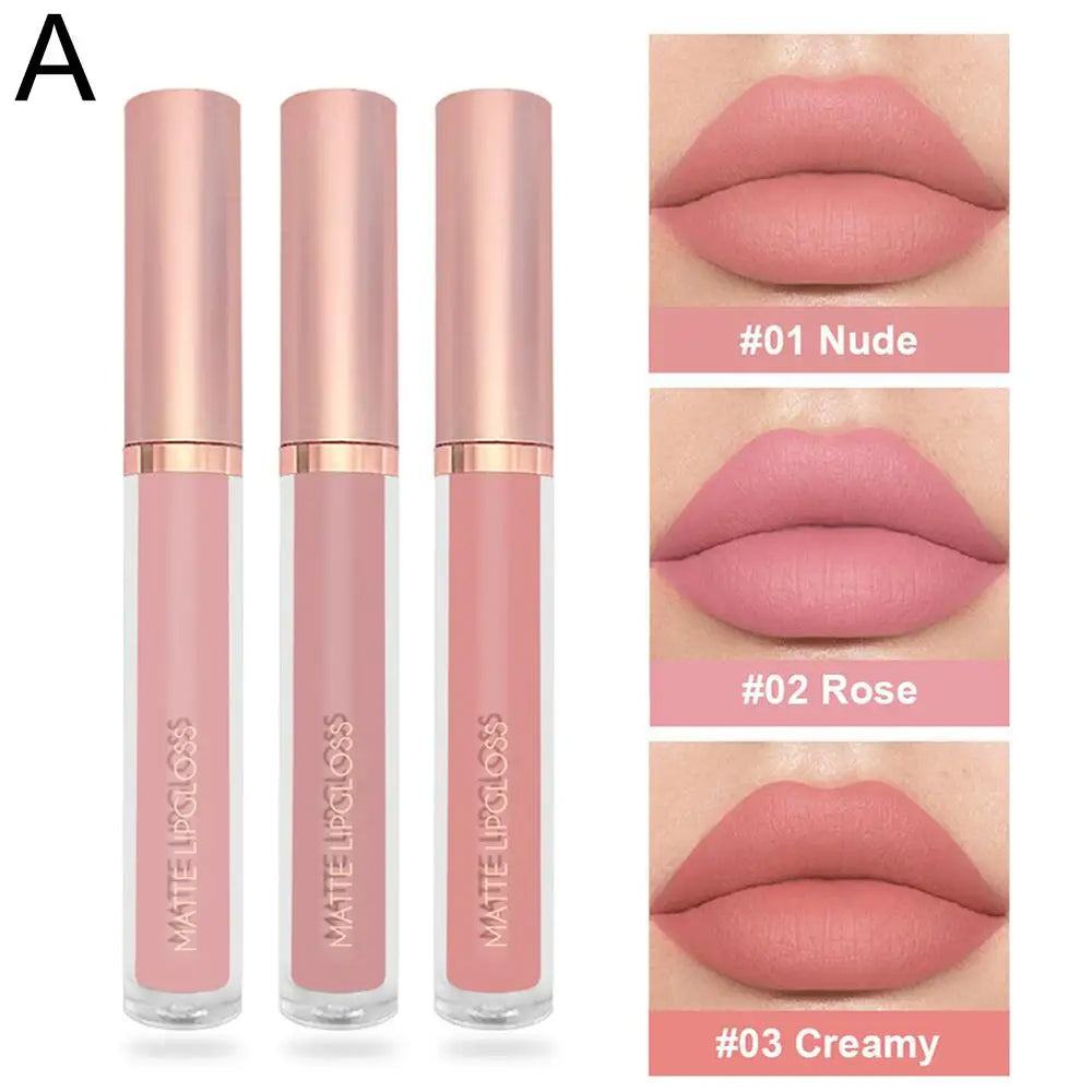 3-Piece Waterproof Matte Lip Gloss Set | Braviixx