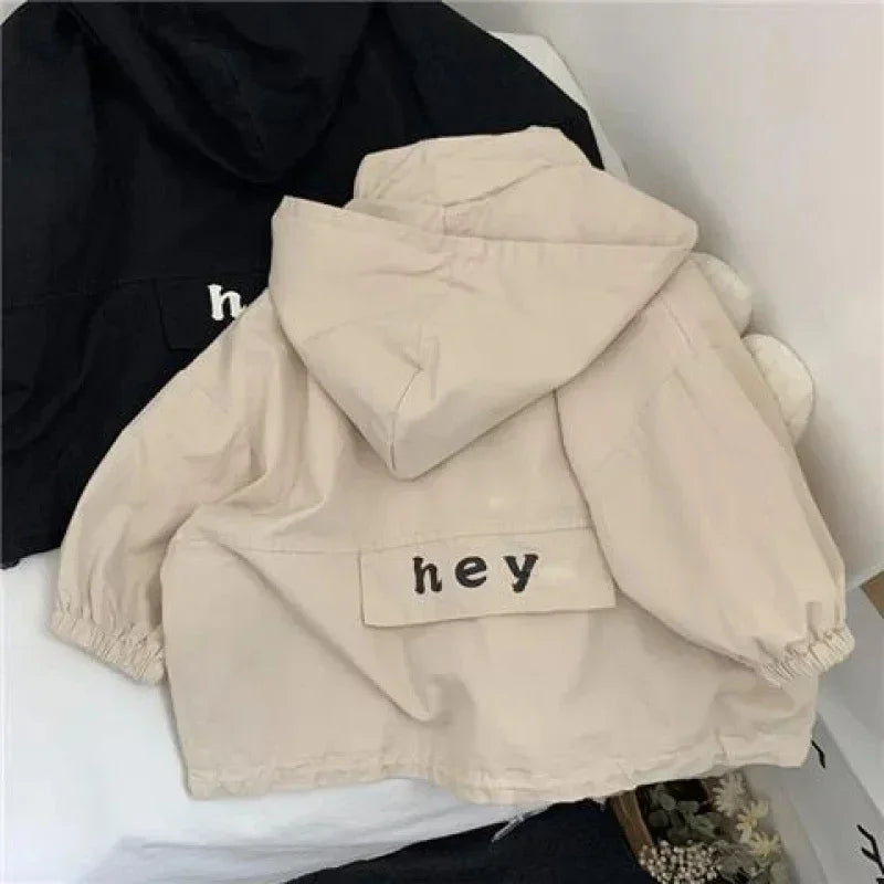 Kids’ Letter-Print Hooded Jacket | Braviixx