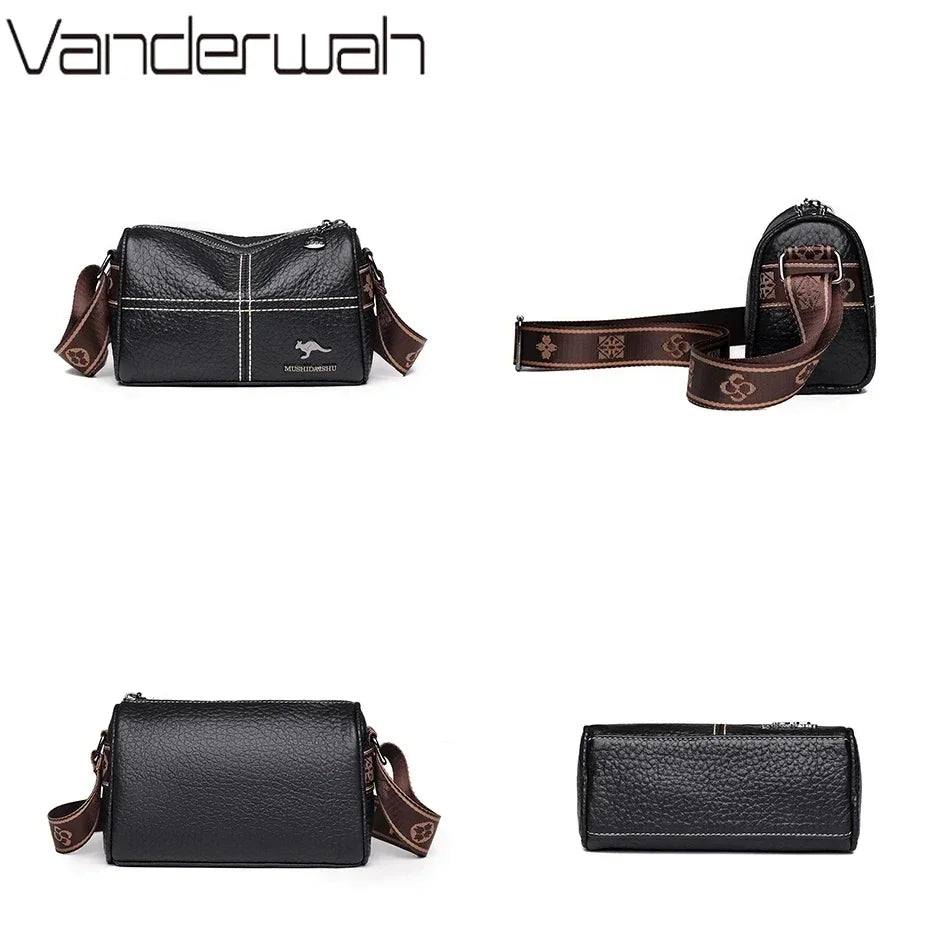 Compact Crossbody Bag | Contrast Stitching & Wide Strap | Braviixx