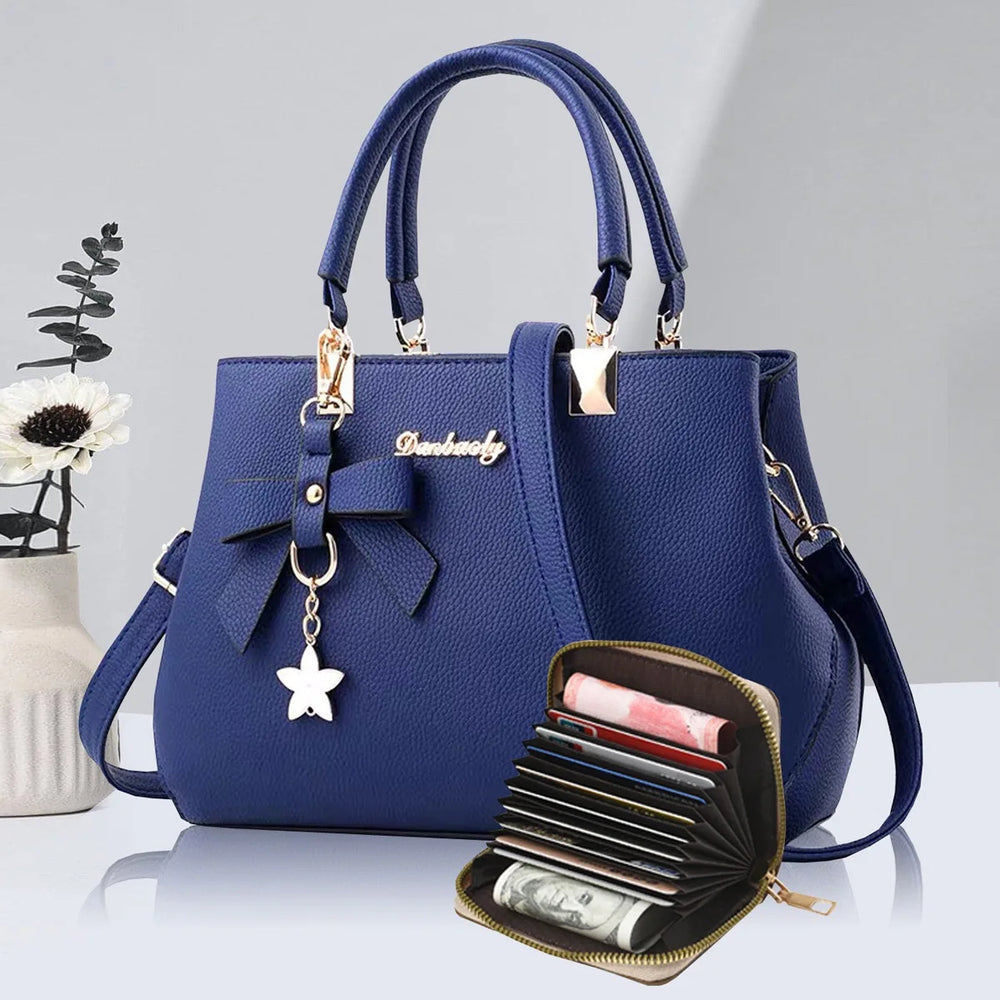 Women's Bow-Detail Handbag | Textured PU | Braviixx