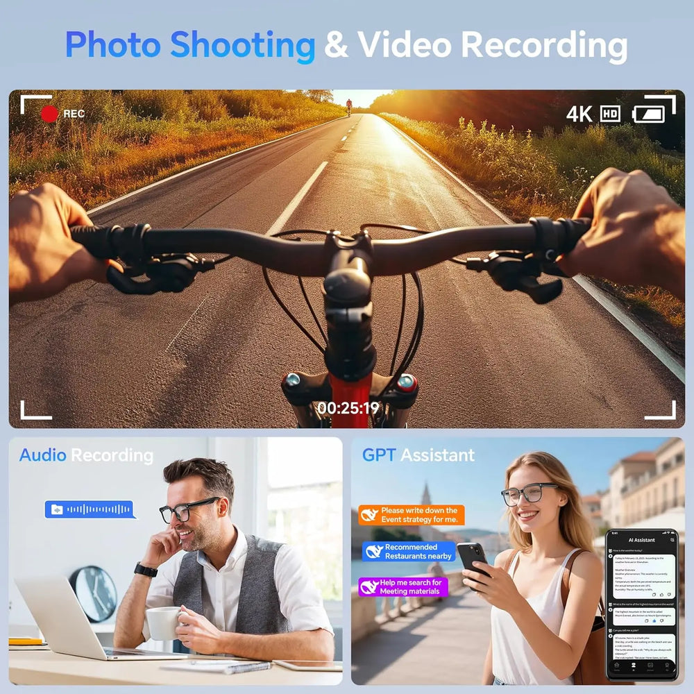 8MP AI Camera Smart Glasses with Bluetooth Audio | Braviixx