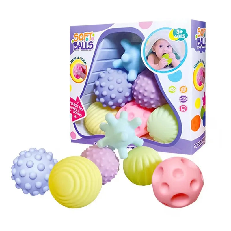 6-Piece Baby Sensory Balls Set | Silicone Tactile Massage & Rattle Toys | Braviixx