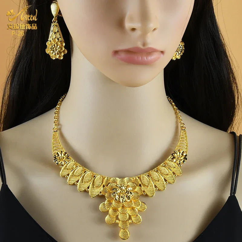 Women's Gold-Tone Jewellery | Floral Necklace & Matching Set Options | Braviixx