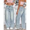 2026 Jeans Wide Leg Pants Women Streetwear High Waist Washed Distressed Pockets Vintage Full Length Denims Basis Trousers