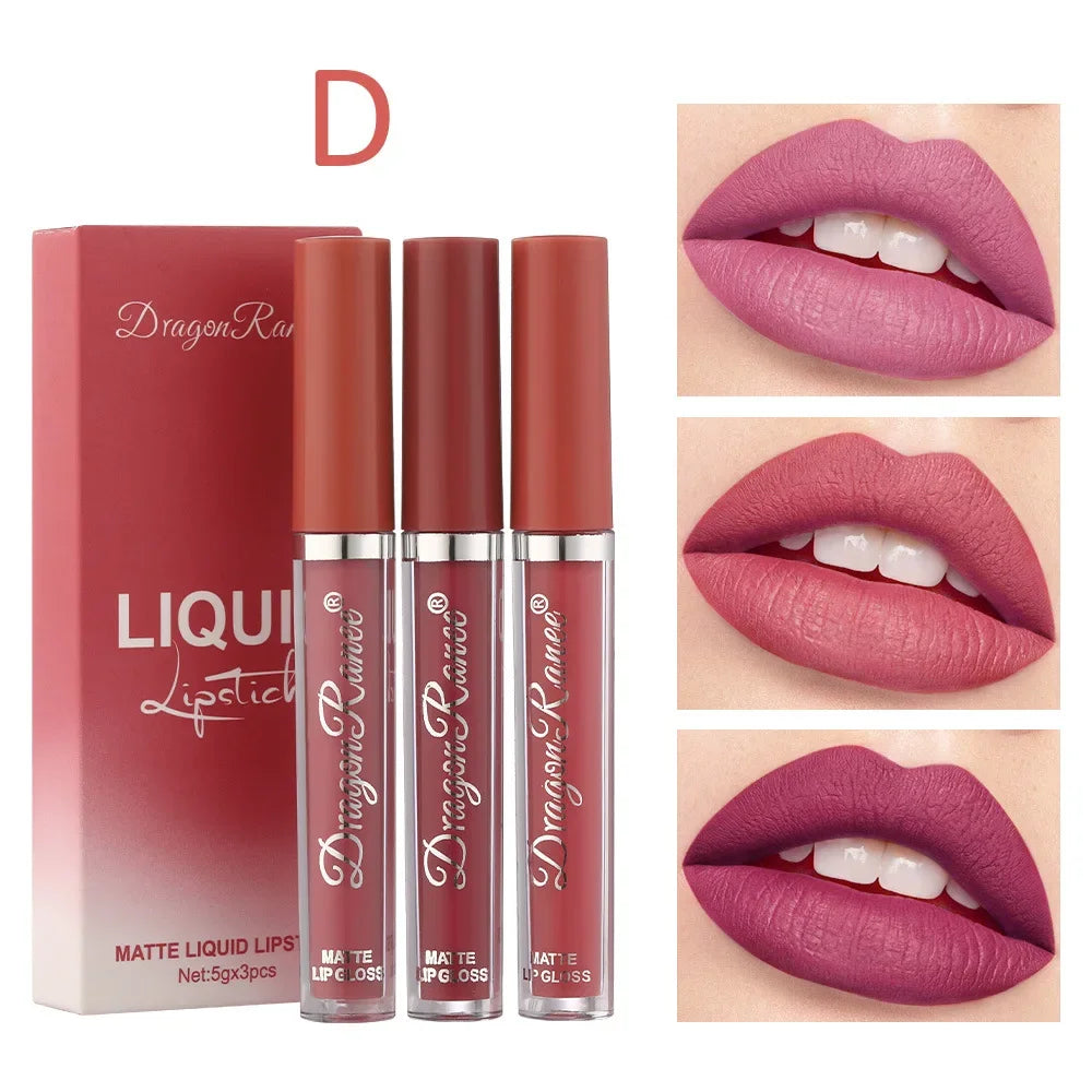 3-Piece Matte Liquid Lipstick Set | A-D Shade Collections | Braviixx