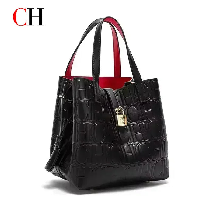 CH Women Tote Bag High Quality Pu Leather Top Handle Handbag With Lock Decoration Crossbody Shoulder Bag For Work Daily