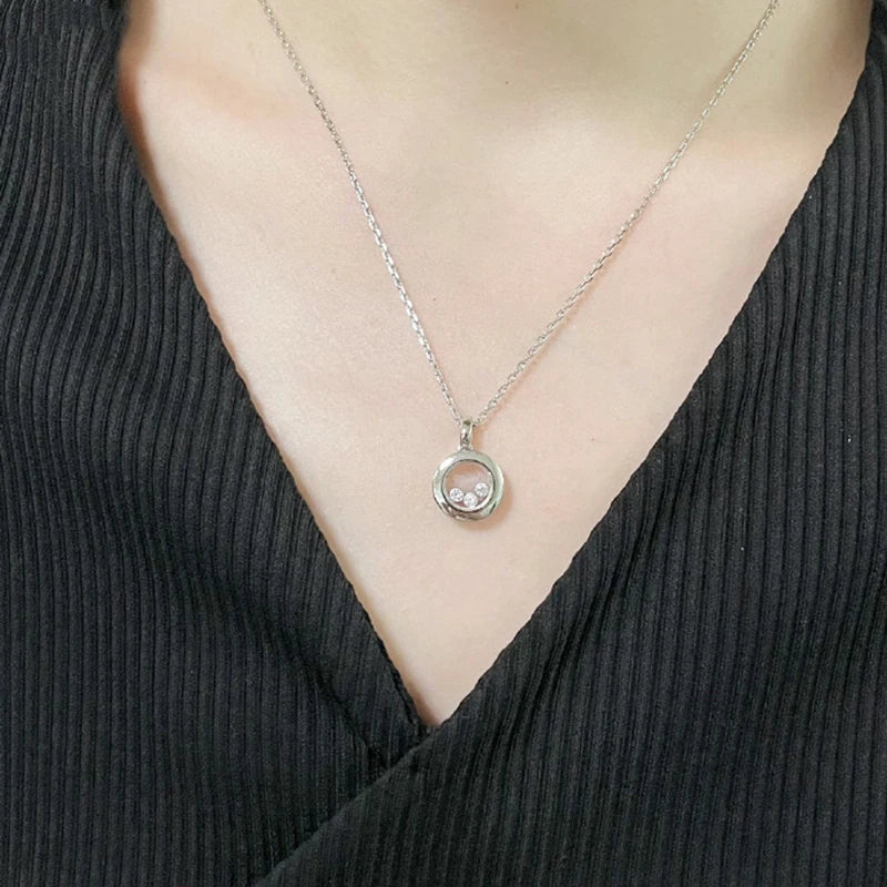Three-Stone Cubic Zirconia Pendant Necklace | Braviixx