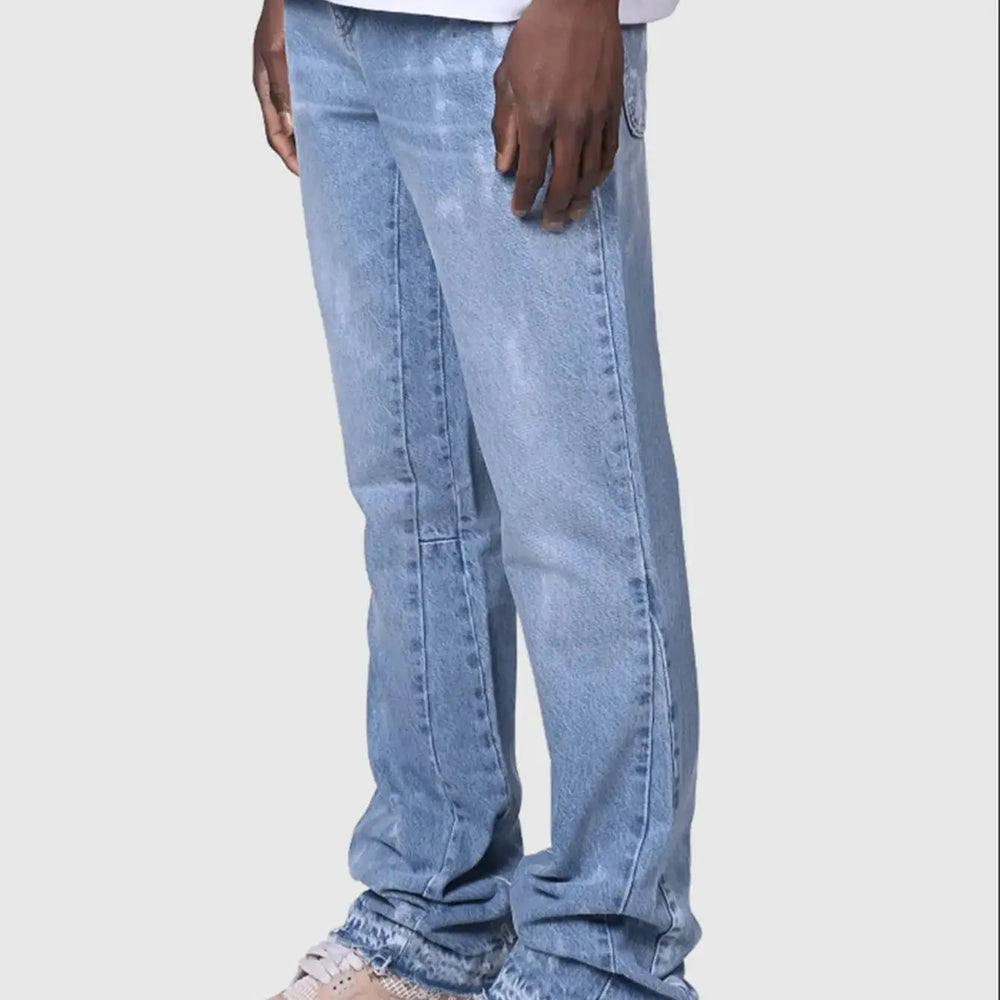 2025 Jeans Men Vintage Straight Pants Mid Waist Stretch Distressed Washed Pockets Button Basics Trousers 2025 Streetwear Denims