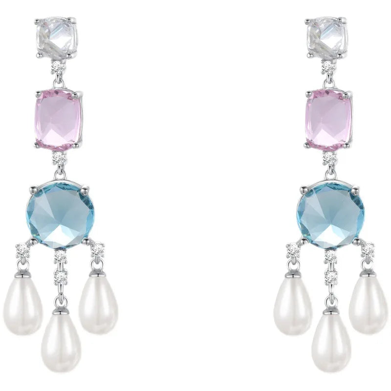 Women's Multicolour Jewellery | Y-Drop Necklace & Pearl-Look Earrings Options | Braviixx