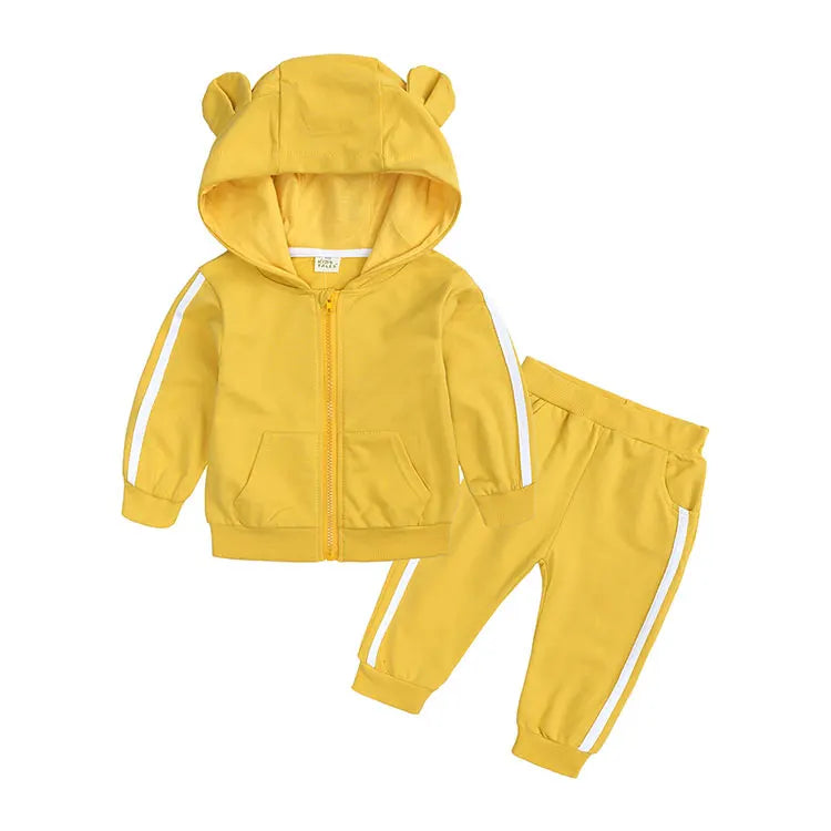Baby Hooded Cotton Outfit Set | Long-Sleeve Top & Pants | 6–24M | Braviixx