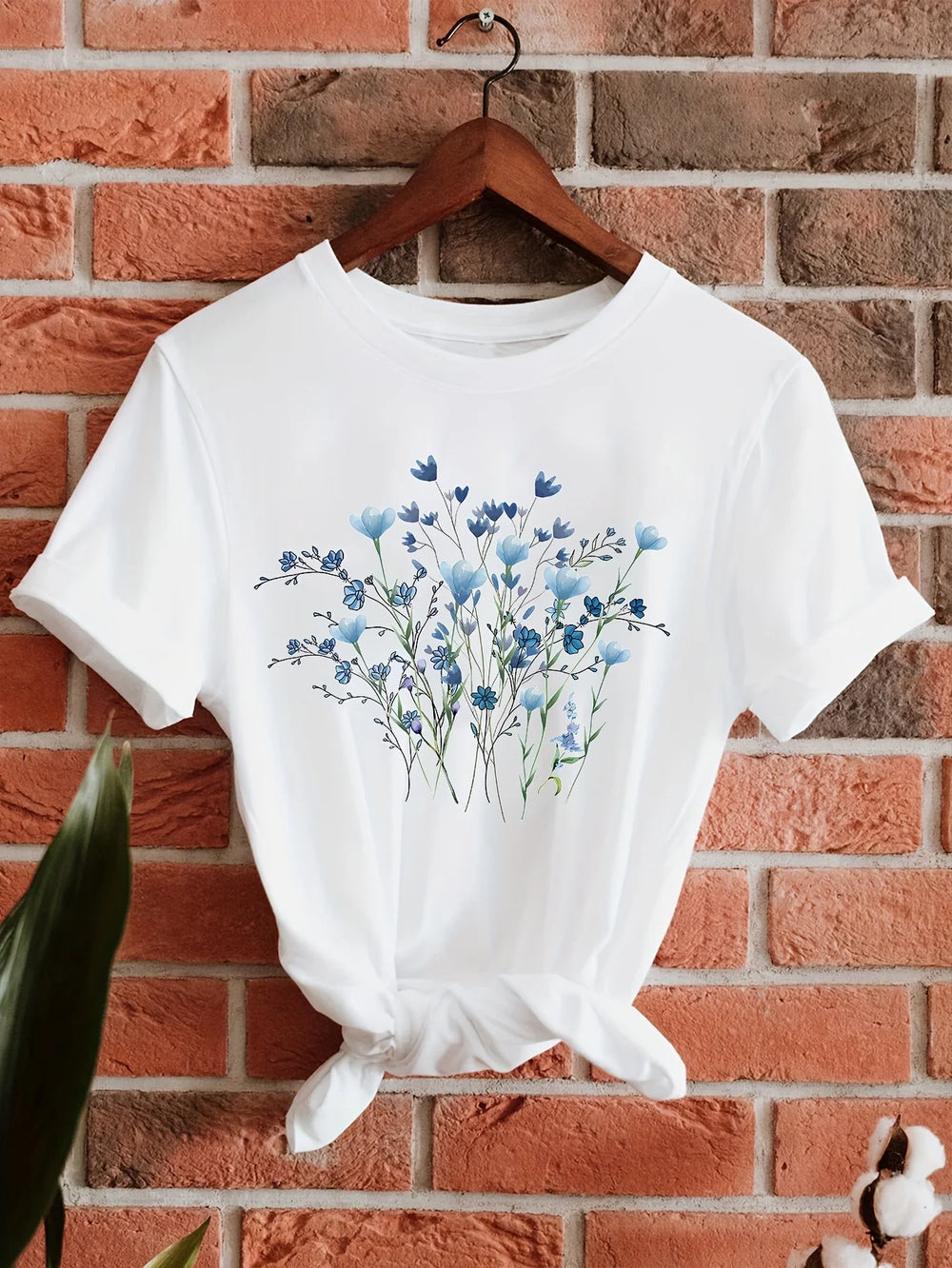 2026 Spring Summer New Women's Round Neck Floral Print Cool Fashion Short Sleeve Casual T-Shirt 90s Graphic T Shirt Clothes