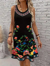 Women's Floral Sleeveless A-Line Dress | Scoop Neck | Braviixx